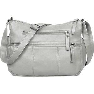 🆕 Volganik Rock PU Leather Shoulder Bag Women Cream Soft Pocketbooks Purse